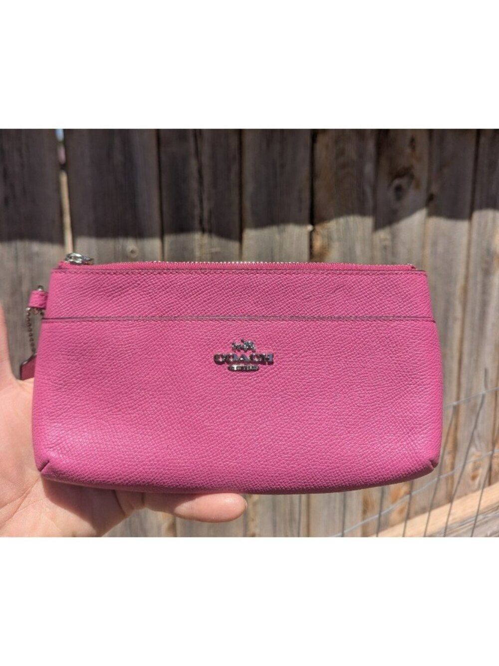Coach Pebbled Leather Wallet Clutch Pouch Pink